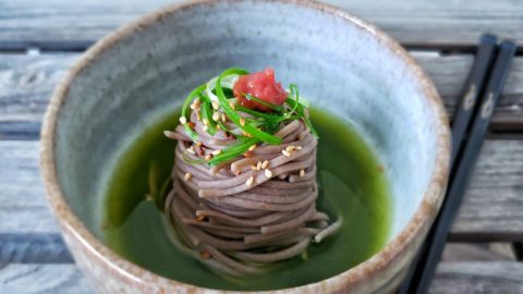 Soba Noodles with Umeboshi Paste & Matcha