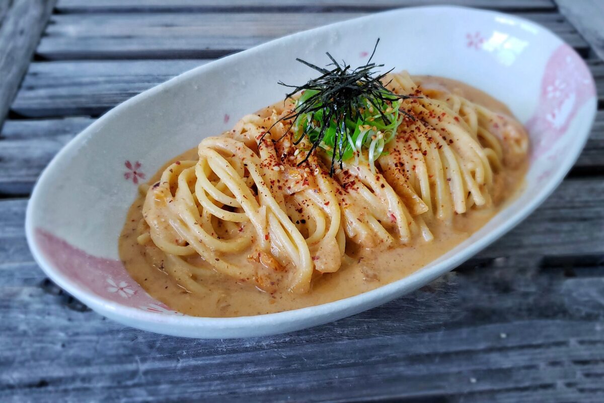 Spaghetti with Kimchi Cream Sauce (Thin)