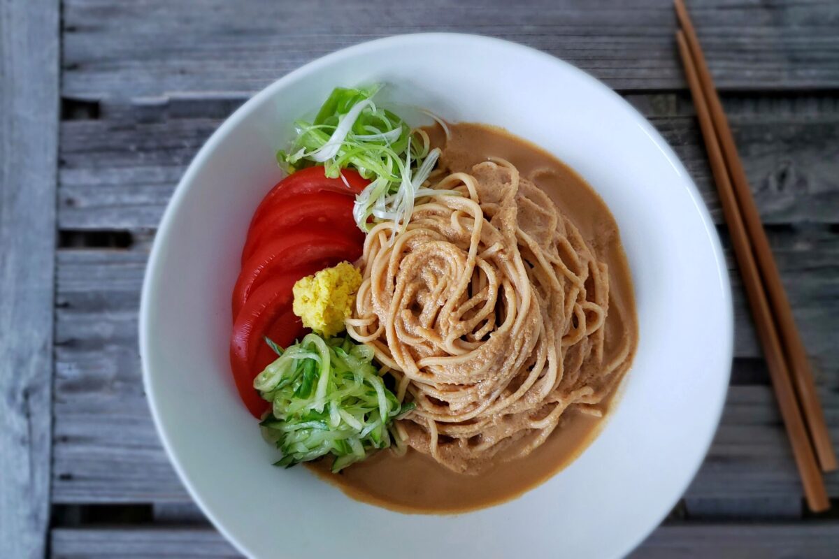 Cold Ramen with Creamy & Tangy Sesame Sauce PlantBased