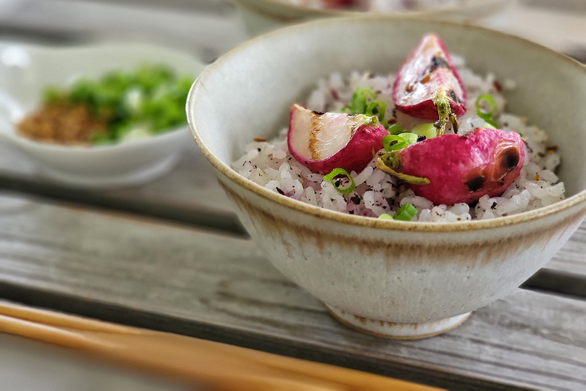 Shiso Furikake Rice with Grilled Radish