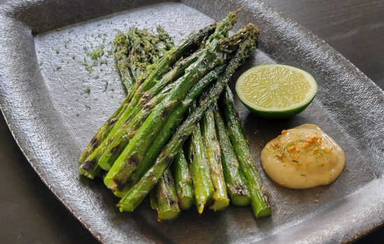 Grilled Asparagus with Vegan Miso Lime Mayo
